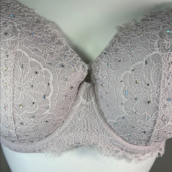 Victoria's Secret Gray Lace Dream Angels Lined Demi Underwire Bra 38DDD - Picture 3 of 12